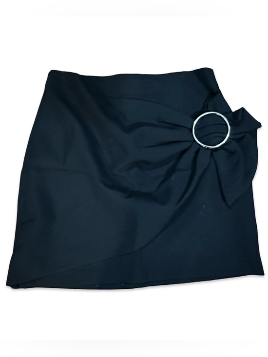 Zara Dresses & Skirts - Zara Woman Black Asymmetrical Mini Skirt with Silver O-Ring Detail, S